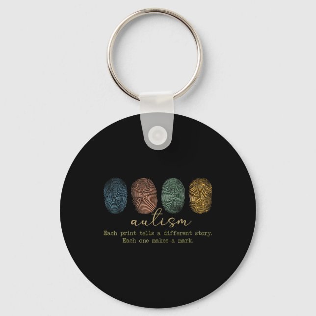 Fingerprint Autism Each Print Tells A Different St Key Ring (Front)