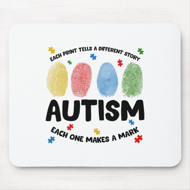 Fingerprint Autism Each Print Tells A Different St Mouse Pad (Front)