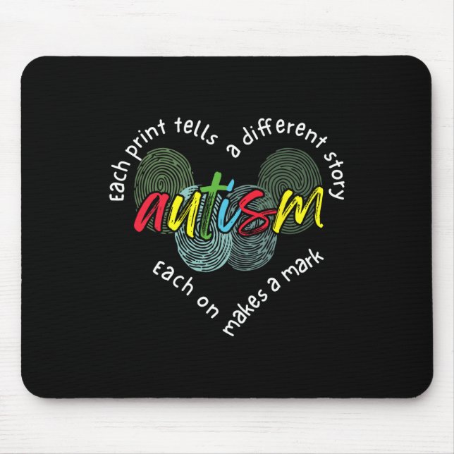 Fingerprint Autism Each Print Tells A Different St Mouse Pad (Front)