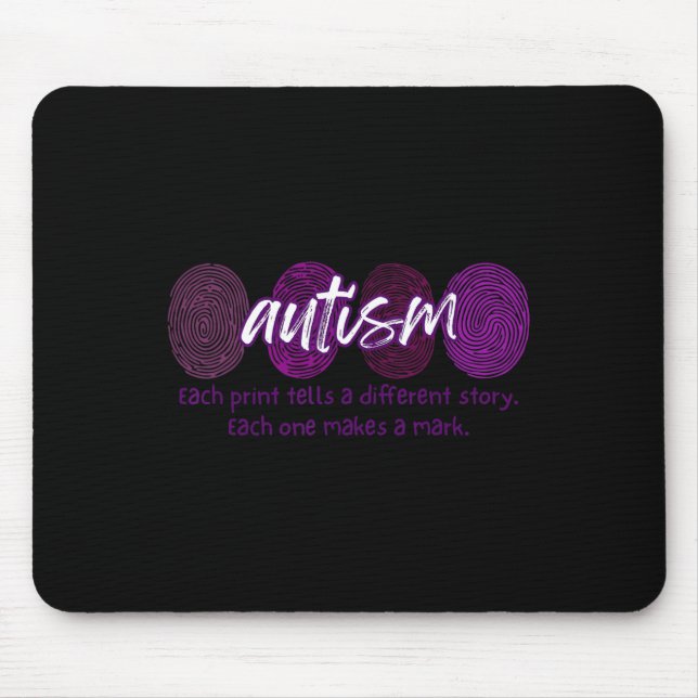 Fingerprint Autism Each Print Tells A Different St Mouse Pad (Front)
