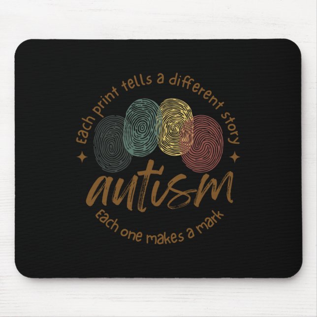 Fingerprint Autism Each Print Tells A Different St Mouse Pad (Front)