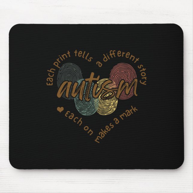 Fingerprint Autism Each Print Tells A Different St Mouse Pad (Front)