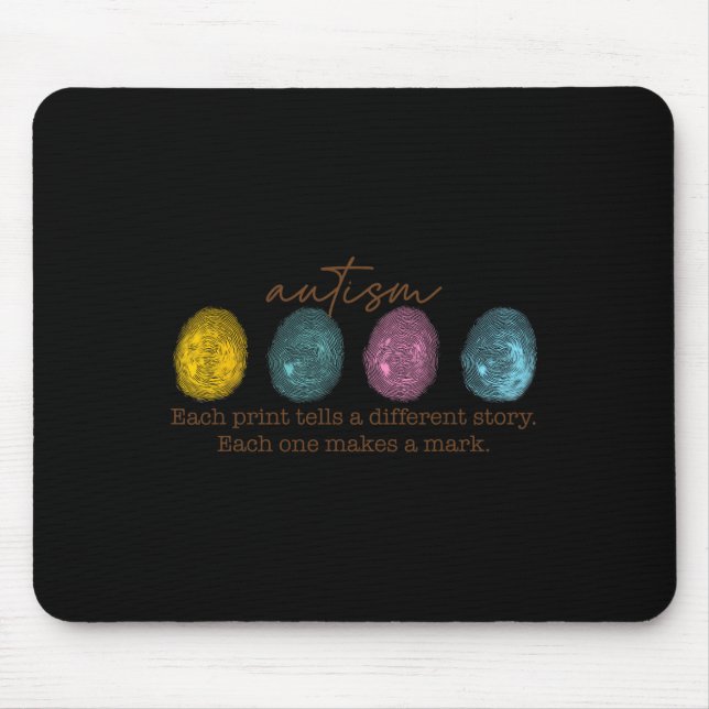 Fingerprint Autism Each Print Tells A Different St Mouse Pad (Front)