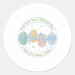 Fingerprint Autism Shirt Each Print Tells A Differ Classic Round Sticker