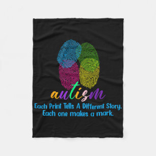 Fingerprint Autism Shirt Fleece Blanket
