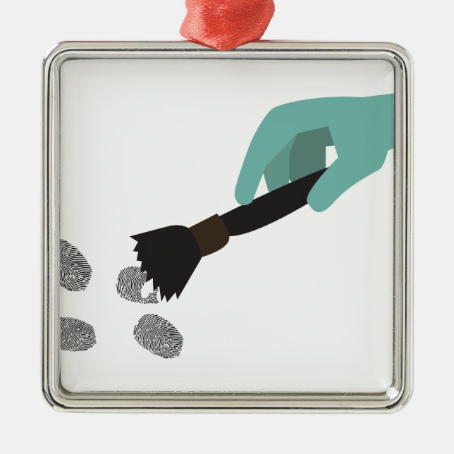 Fingerprint Brush Metal Tree Decoration (Front)