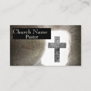 Fingerprint Cross Empty Tomb Church Pastor  Business Card