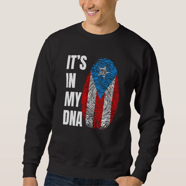 Fingerprint DNA Biometry Boricua Flag Puerto Rico Sweatshirt (Front)