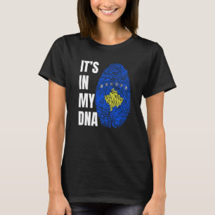 Fingerprint DNA Biometry Cosovarian Flag Kosovo   T-Shirt