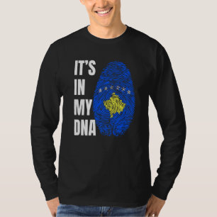 Fingerprint DNA Biometry Cosovarian Flag Kosovo   T-Shirt