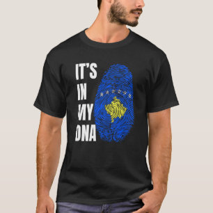 Fingerprint DNA Biometry Cosovarian Flag Kosovo   T-Shirt