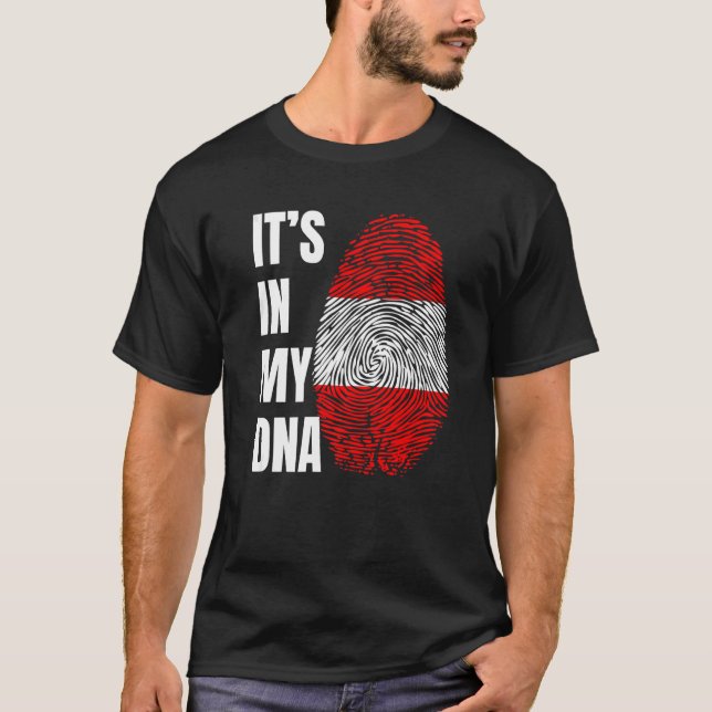 Fingerprint DNA Biometry Flag Austria   T-Shirt (Front)