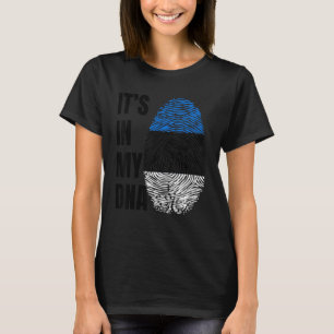 Fingerprint DNA Biometry Flag Estonia T-Shirt