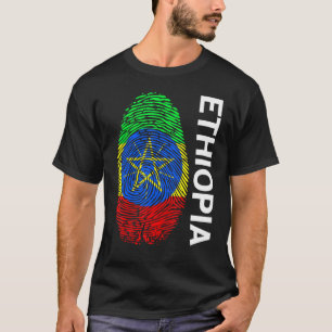 Fingerprint DNA Biometry Flag Ethiopia T-Shirt