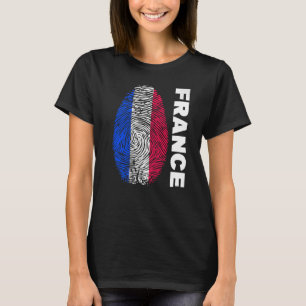 Fingerprint DNA Biometry Flag France  T-Shirt