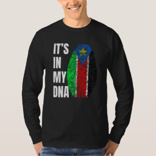 Fingerprint DNA Biometry Flag South Sudan   T-Shirt