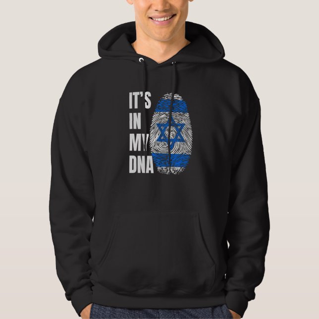 Fingerprint DNA Biometry Israel Flag Hoodie (Front)