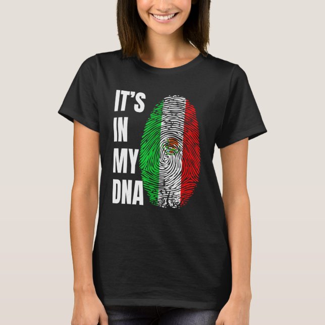 Fingerprint DNA Biometry Mexican Flag Mexico T-Shirt (Front)