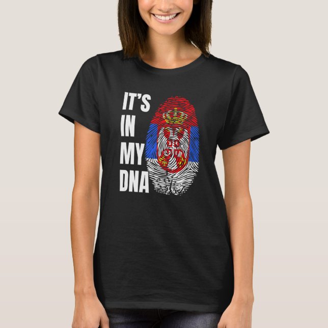 Fingerprint DNA Biometry Serbian Flag   T-Shirt (Front)