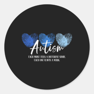 Fingerprint Heart Autism Each Print Tells A Differ Classic Round Sticker