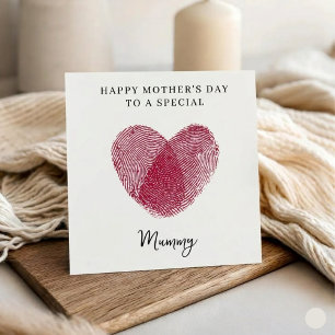 Fingerprint Heart Happy Mother's Day Card 