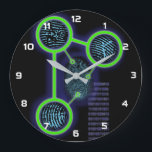 Fingerprint Identification Science Large Clock<br><div class="desc">Cool,  trendy and fun science inspired clock designed as a gift for all scientists,  science teachers,  science students,  in short,  any science geek in your life (and that includes you)! Designed by Science Geekness© at http://www.zazzle.com/sciencegeekness*</div>