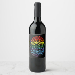 Fingerprint LGBTQ Proud Gay Lesbian Rainbow Pride Wine Label