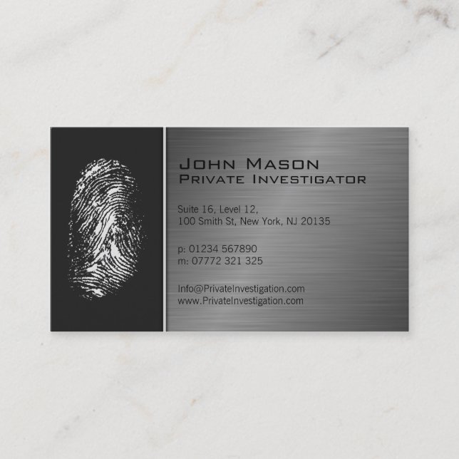Fingerprint Private Investigator Business Card (Front)