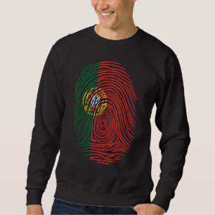 Fingerprint Proud Portuguese Roots Portugal Flag Sweatshirt