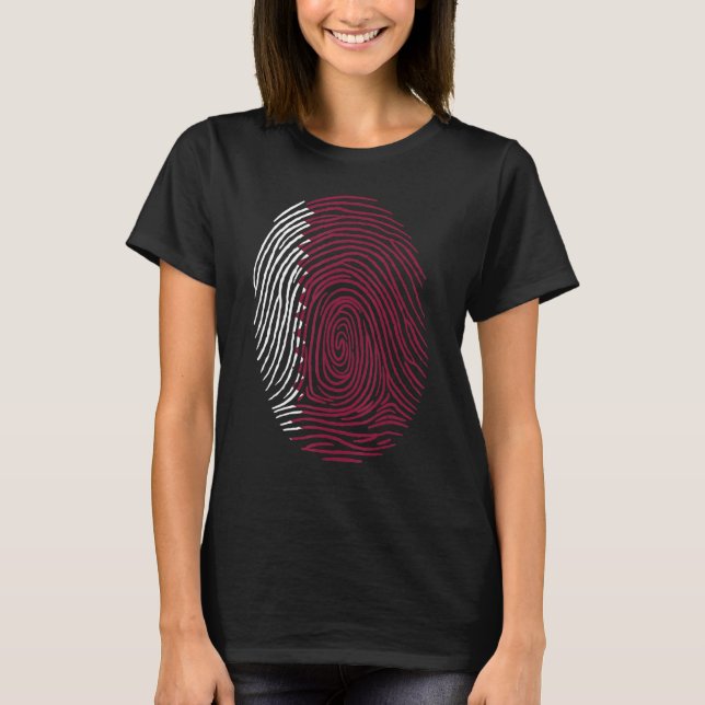 Fingerprint Qatar Flag T-Shirt (Front)