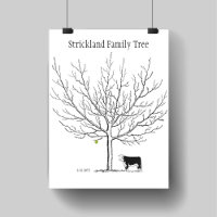 Fingerprint Rustic Cow Family Tree No Border