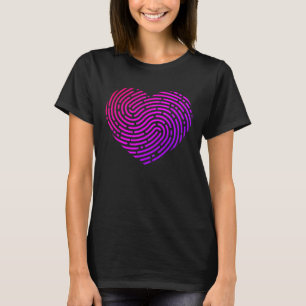 Fingerprint Shape Heart Forensic Science Tshirt Va