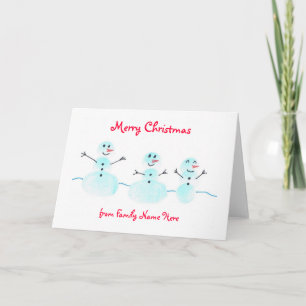 Fingerprint Snowman Christmas Card - Personalise