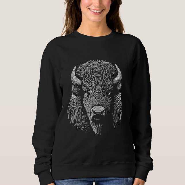 Fingerprint Style - American Bison Dad Mum Sweatshirt (Front)
