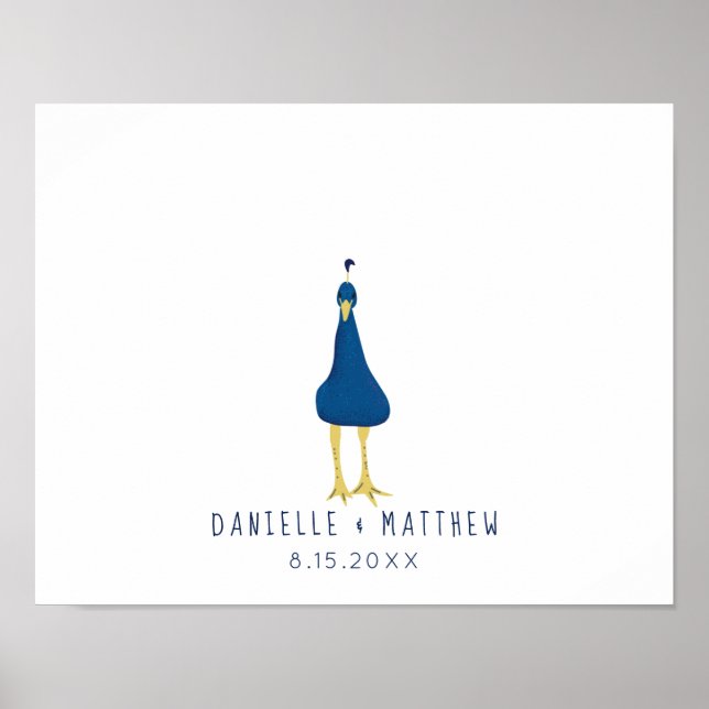 Fingerprint Thumbprint Peacock Tail Wedding Poster (Front)