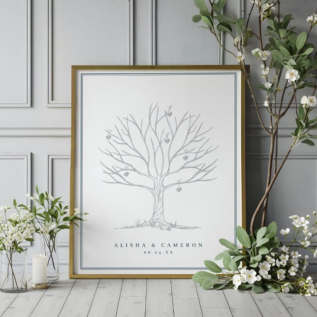 Fingerprint Tree & Monogram Wedding Guest Book (Fingerprint Tree & Monogram Wedding Guest Book)
