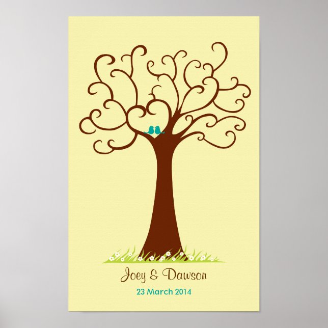 Fingerprint Tree Wedding - Heartastic (Cream) Poster (Front)