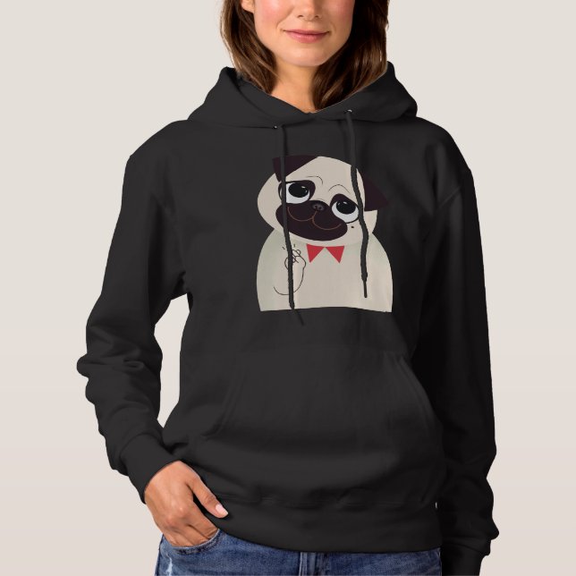 Fingers Crossed Pug  Grey  Classic T-Shirt 732 Hoodie (Front)