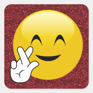 Fingers Crossed Red Glitter Stickers