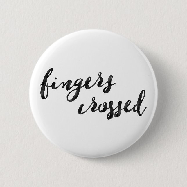 Fingers Crossed Typography 6 Cm Round Badge (Front)