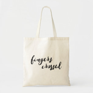 Fingers Crossed Typography Tote Bag