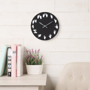 Fingerspelling Monochrome Wall Clock