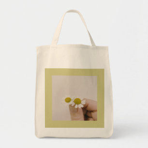 “Fingertip Daisy – Soft Botanical Tote Bag”