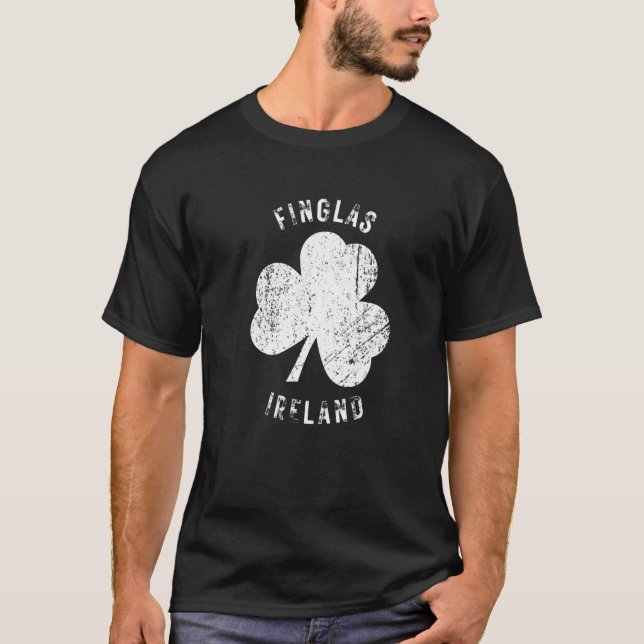 Finglas Dublin Ireland Vintage Shamrock Distressed T-Shirt (Front)