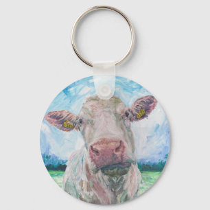 finisCow no 04. 0223 Irish Charolais Cow Key Ring