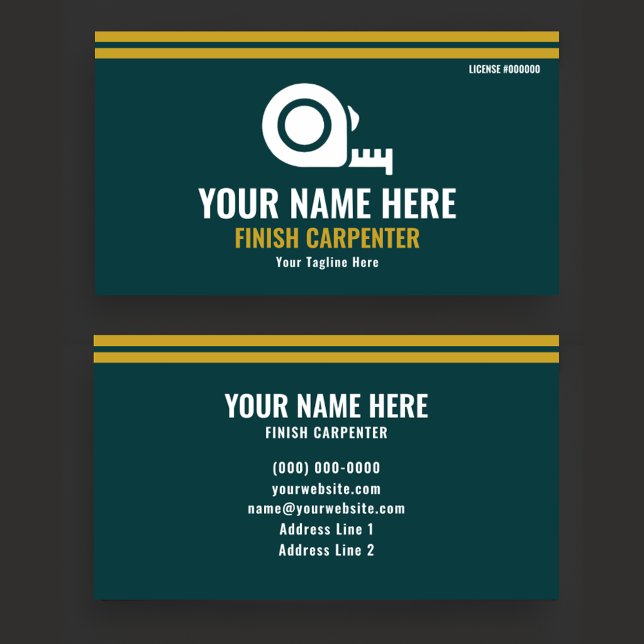 Finish Carpenter Professional Forest Green & Gold Business Card (Creator Uploaded)