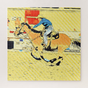 Finish-Line Run - Rodeo Cowgirl Jigsaw Puzzle
