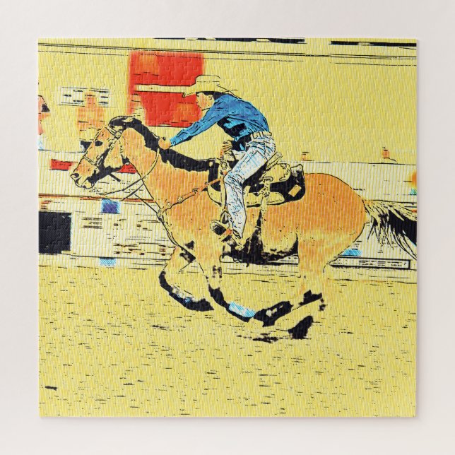Finish-Line Run - Rodeo Cowgirl Jigsaw Puzzle (Vertical)