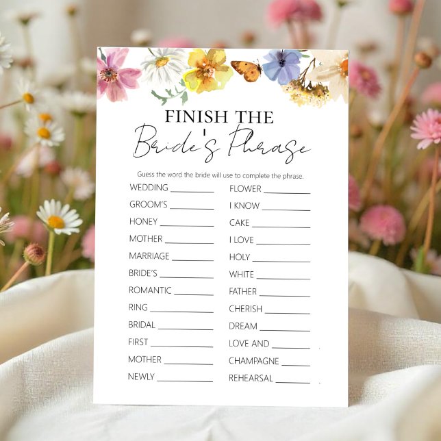 Finish The Brides Phrase Bridal Shower Game Card (Creator Uploaded)