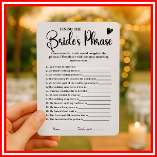 Finish The Brides Phrase Bridal Shower Game Invitation